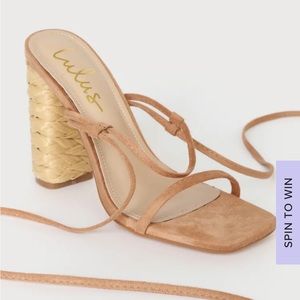 Lulus new still in box. Lace up sandal with heel.